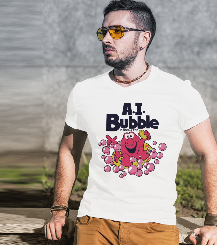 A.I. Bubble Is Gonna Pop Funny Red Character With Pink Bubbles T-Shirt