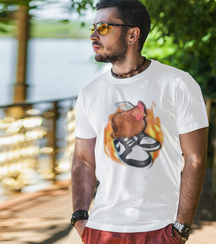 Cringeytees Swag Chicken Money Sneakers Flame Comedic Fashion T-Shirt