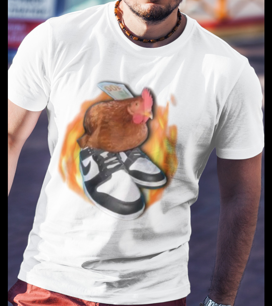 Cringeytees Swag Chicken Money Sneakers Flame Comedic Fashion T-Shirt