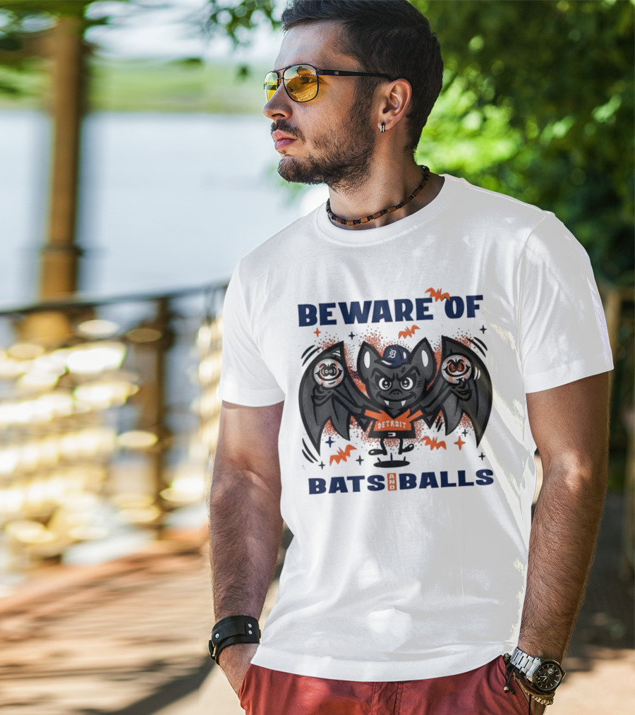 Beware Of Bats And Balls Detroit Halloween Baseball Theme T-Shirt