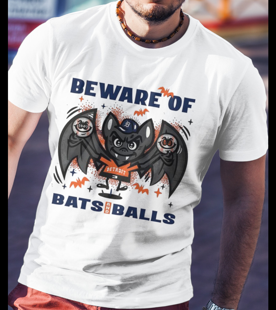 Beware Of Bats And Balls Detroit Halloween Baseball Theme T-Shirt