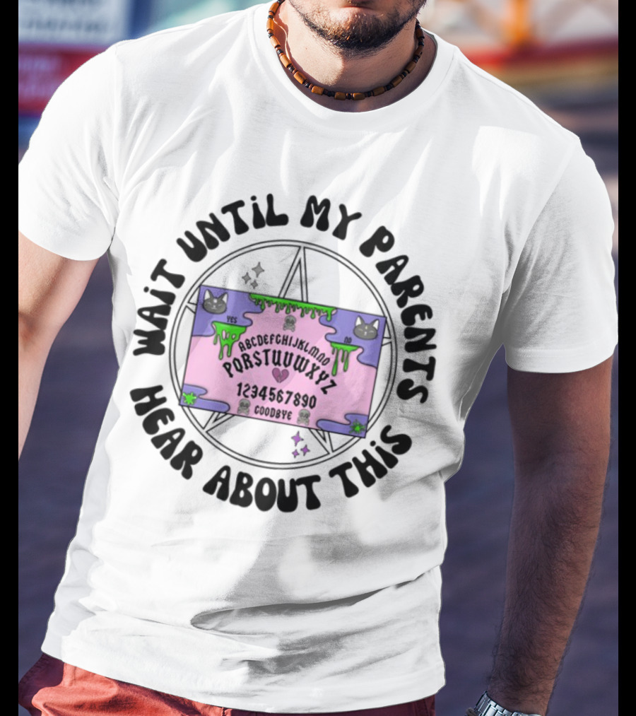 Double Cross Co Ouija Cat Slime Alphabet Yes No Goodbye T-Shirt