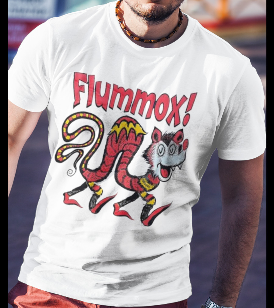 Flummox Seussian Opossum Pal Red Yellow Striped Creature T-Shirt