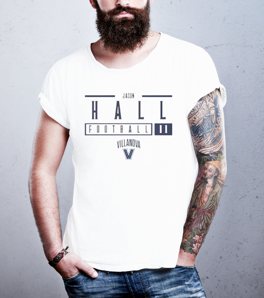Jason Hall Number 11 Football Villanova University V Logo T-Shirt