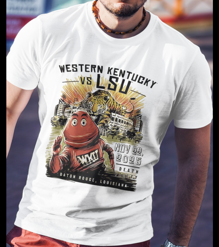 Western Kentucky Vs LSU November 2025 Tiger Mascot Baton Rouge Louisiana Stadium T-Shirt
