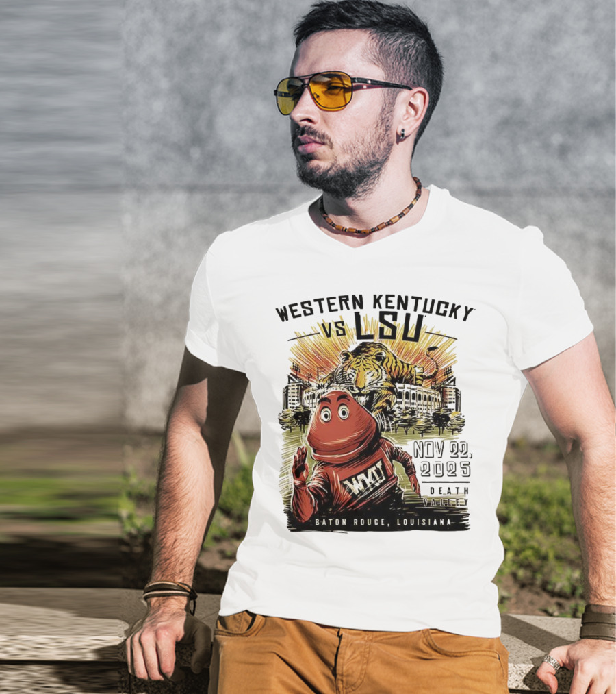 Western Kentucky Vs LSU November 2025 Tiger Mascot Baton Rouge Louisiana Stadium T-Shirt