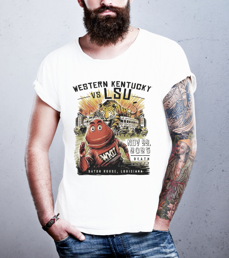 Western Kentucky Vs LSU November 2025 Tiger Mascot Baton Rouge Louisiana Stadium T-Shirt