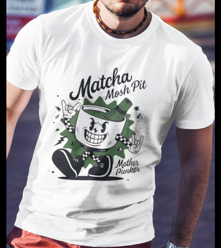 Matcha Mosh Pit Mother Punker Cartoon Cup With Whisk T-Shirt