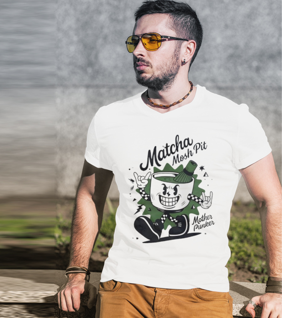 Matcha Mosh Pit Mother Punker Cartoon Cup With Whisk T-Shirt