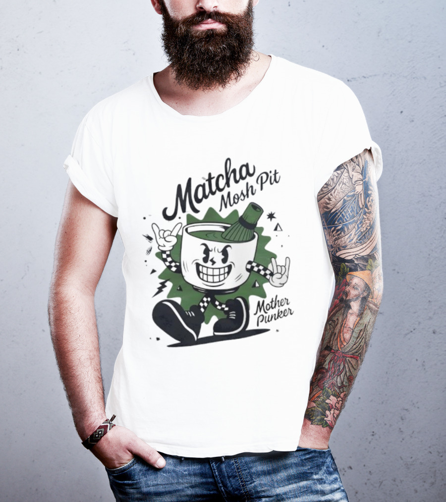 Matcha Mosh Pit Mother Punker Cartoon Cup With Whisk T-Shirt