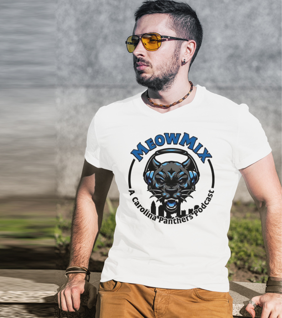 Meow MIX Carolina Panthers Podcast Panther Headphone Art T-Shirt