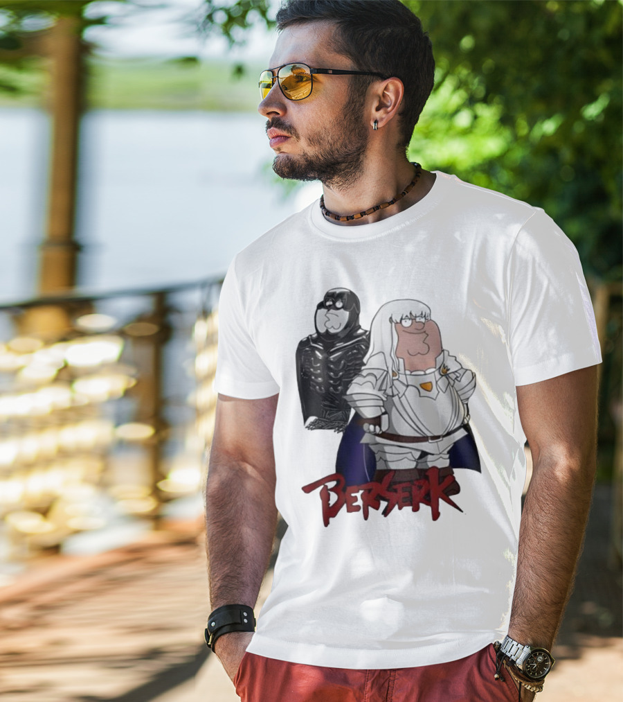 Peter Griffin Family Guy Berserk Crossover Meme Griffith Armor Guts Cosplay T-Shirt