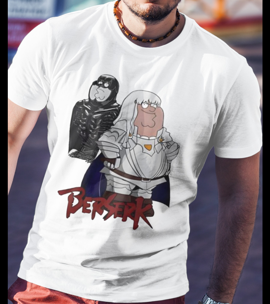 Peter Griffin Family Guy Berserk Crossover Meme Griffith Armor Guts Cosplay T-Shirt