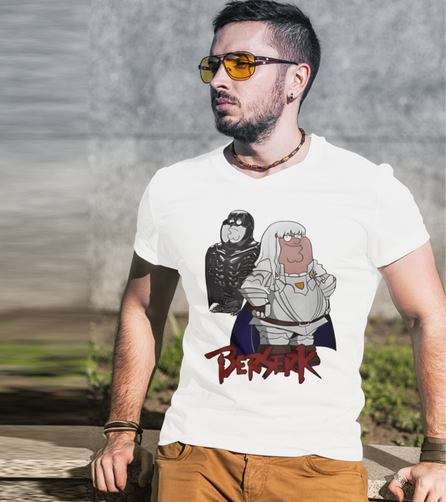 Peter Griffin Family Guy Berserk Crossover Meme Griffith Armor Guts Cosplay T-Shirt