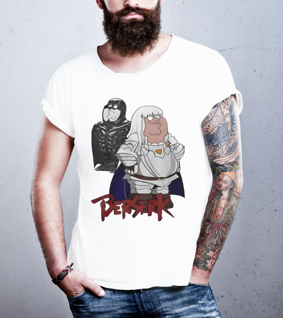 Peter Griffin Family Guy Berserk Crossover Meme Griffith Armor Guts Cosplay T-Shirt