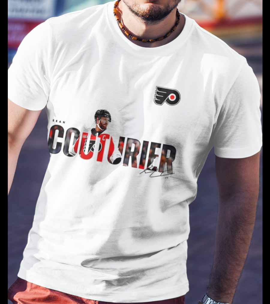 Sean Couturier Philadelphia Flyers Signature NHL C Captain T-Shirt