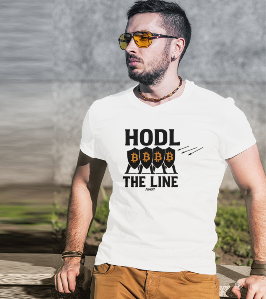 Fomo21 Hodl The Line Bitcoin Warrior BBBB T-Shirt