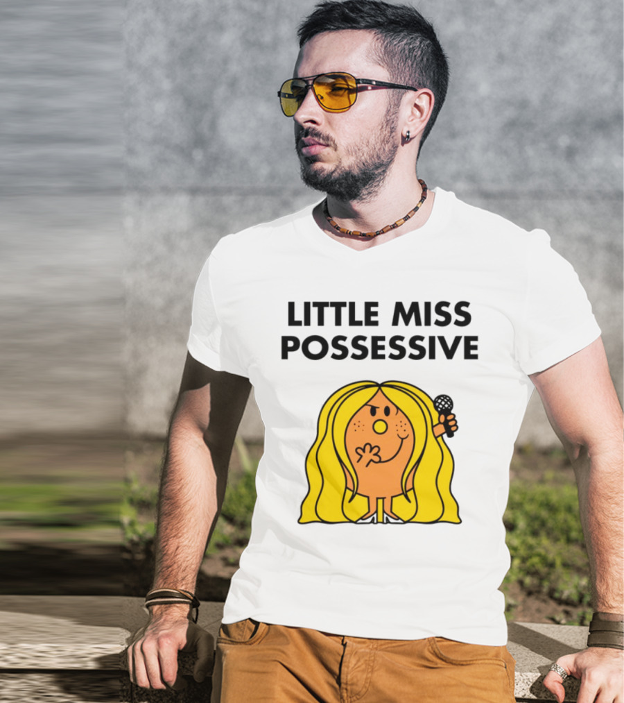 "Little Miss Possessive Character With Long Hair Holding Microphone" T-Shirt