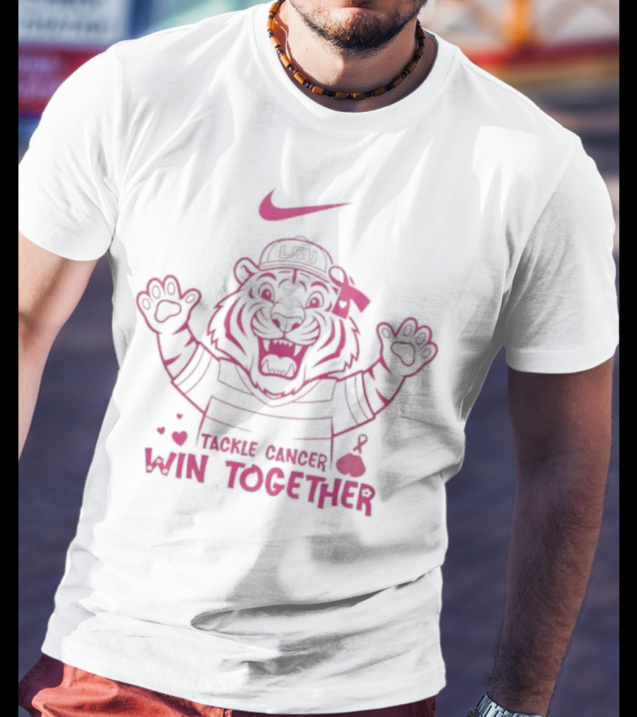Nike LSU Tigers Breast Cancer Awareness Tackle Cancer Win Together Pink October T-Shirt