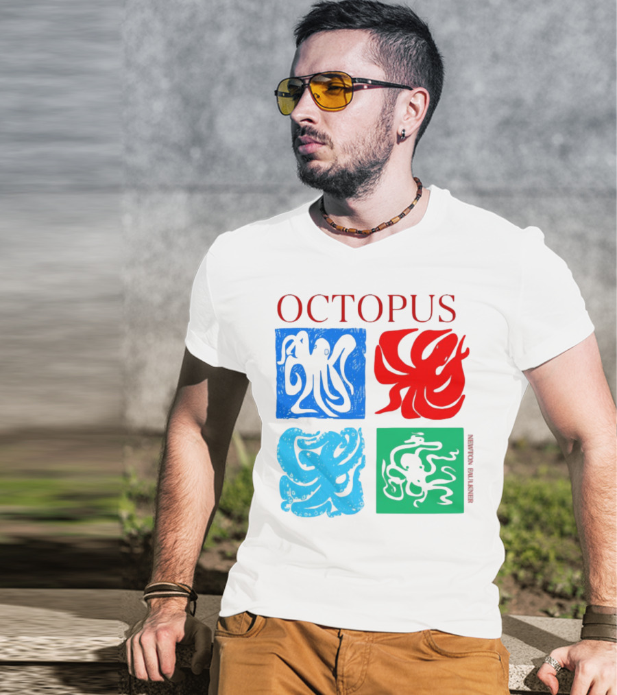 NewtonFaulkner Octopus Colorful Pop Art Quartet T-Shirt