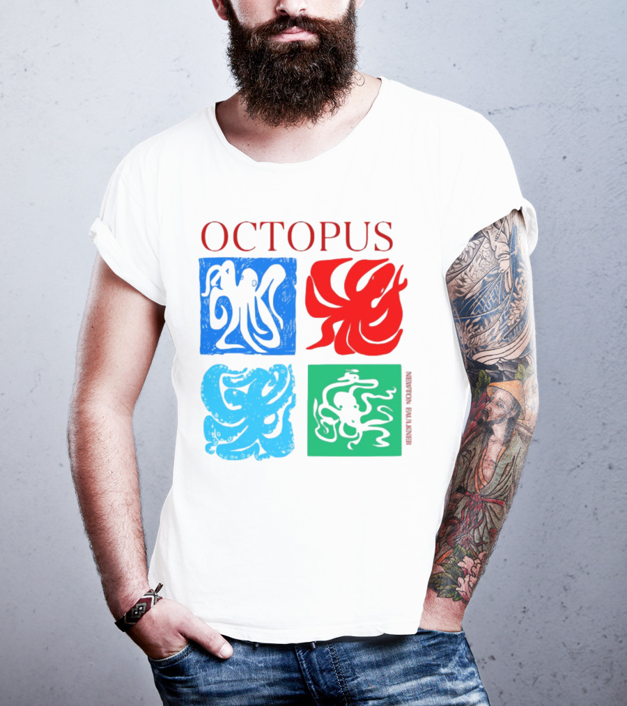 NewtonFaulkner Octopus Colorful Pop Art Quartet T-Shirt