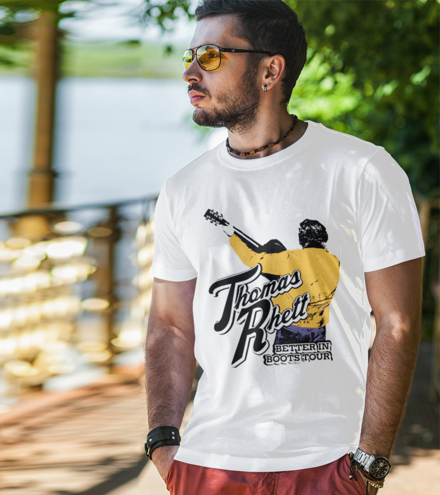 Thomas Rhett Better In Boots Retro Handgun Cowboy Boot Style T-Shirt
