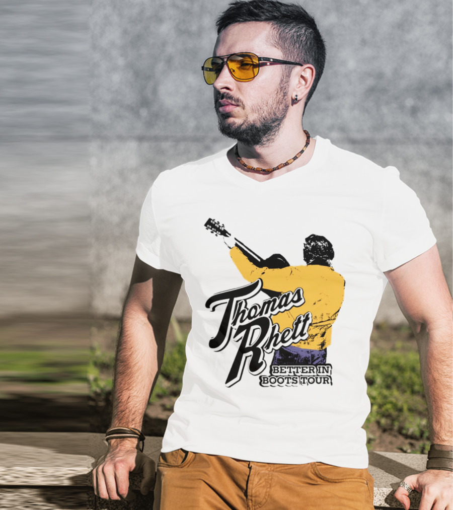 Thomas Rhett Better In Boots Retro Handgun Cowboy Boot Style T-Shirt