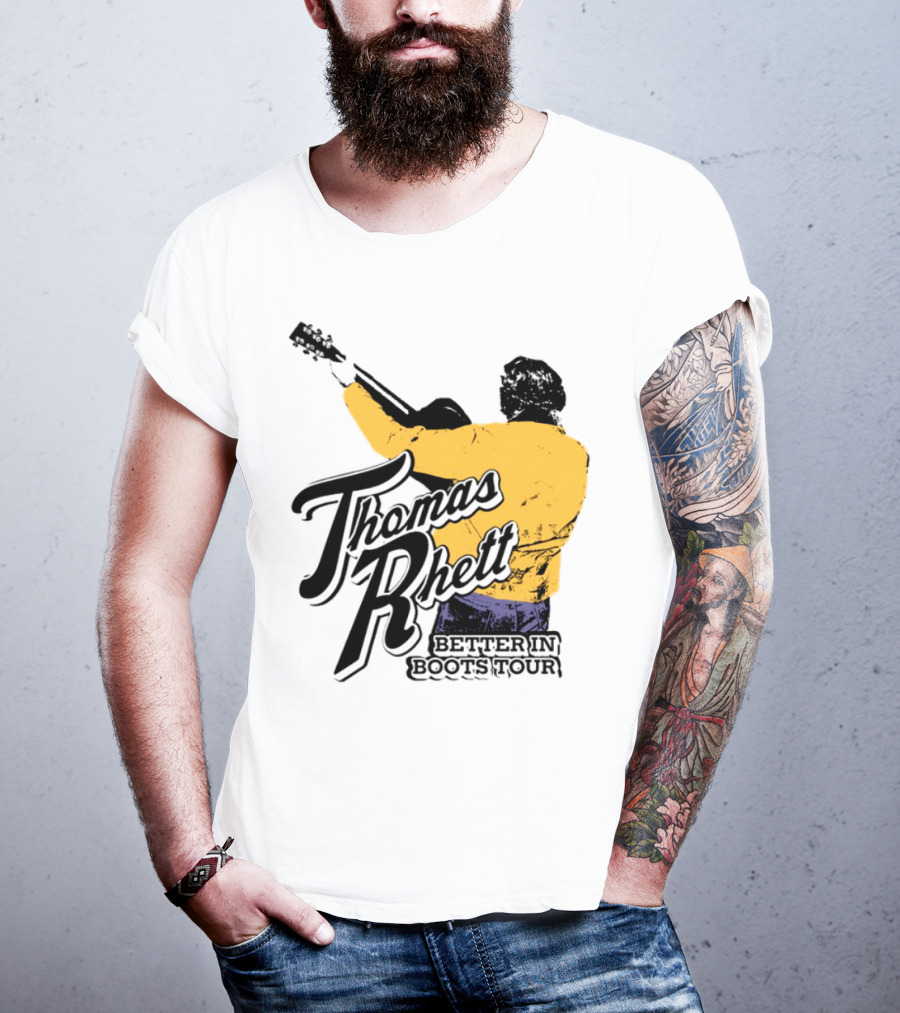 Thomas Rhett Better In Boots Retro Handgun Cowboy Boot Style T-Shirt