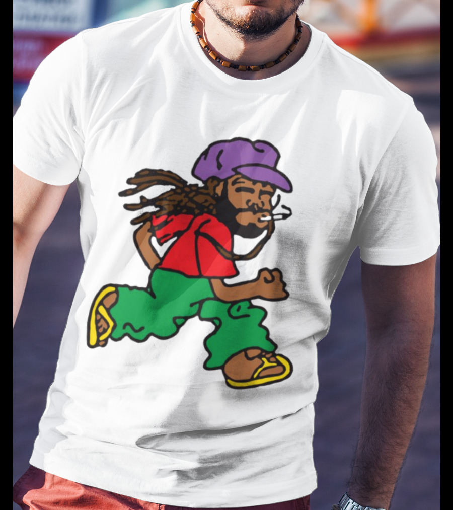 Amine Running Man Rastafarian Style Casual Character T-Shirt