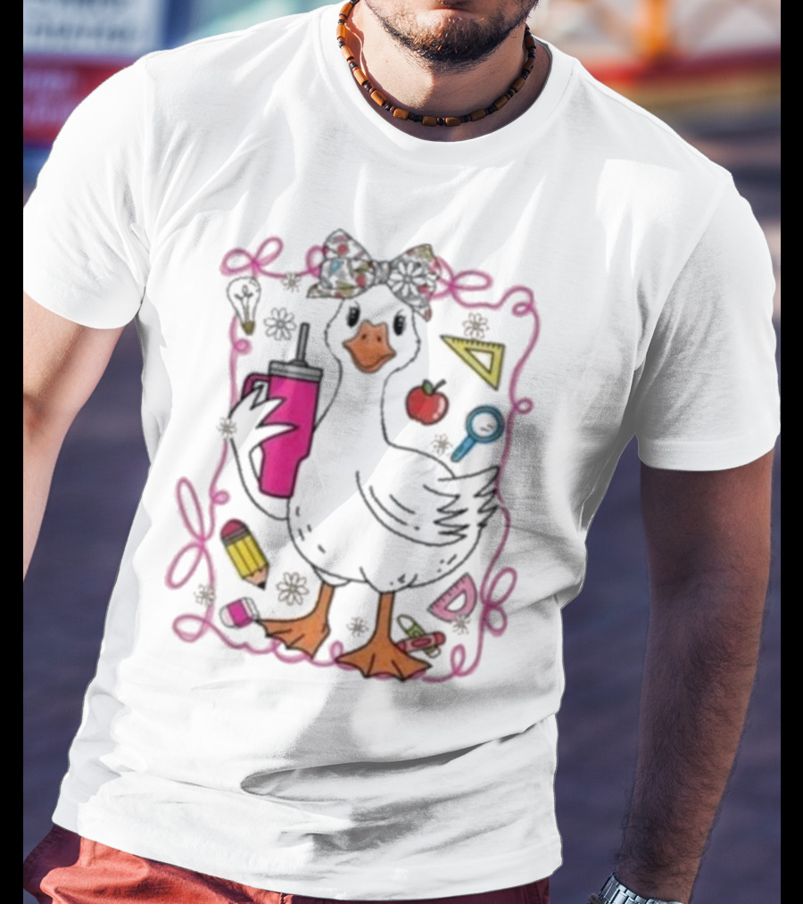 Brooke And Bear Back To School Goose Pencil Apple Ruler T-Shirt