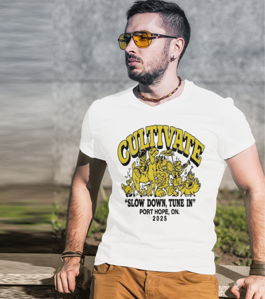 Cultivate Slow Down Tune In Port Hope On 2025 Festival Animals Retro Style T-Shirt