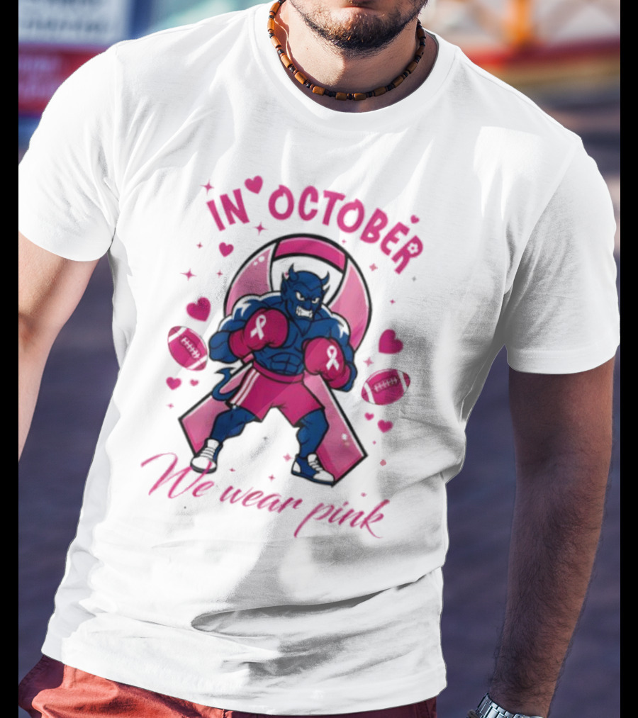 Duke Blue Devils Tackle Cancer Boxing Pink Awareness In October We Wear Pink T-Shirt