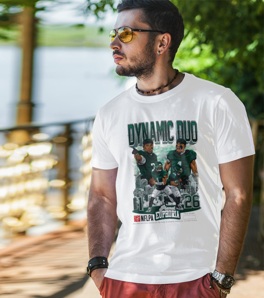 Jalen Hurts Saquon Barkley Dynamic Duo Philadelphia Eagles Planet Euphoria Neora 1 26 T-Shirt