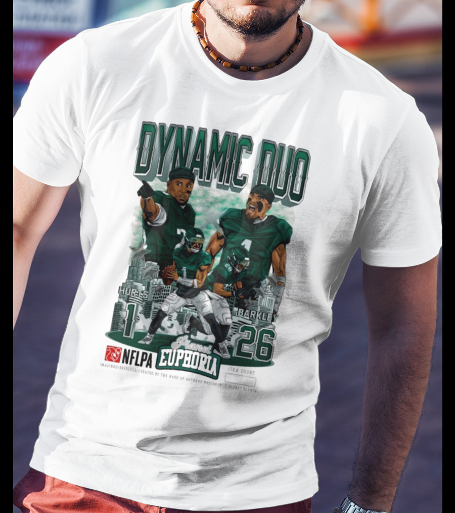 Jalen Hurts Saquon Barkley Dynamic Duo Philadelphia Eagles Planet Euphoria Neora 1 26 T-Shirt