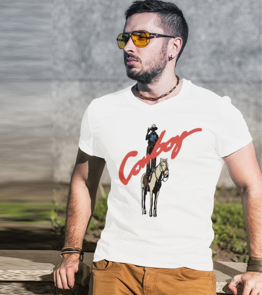 Forrest Frank Cowboy Horse Rider Graphic With Red Handwritten Font T-Shirt