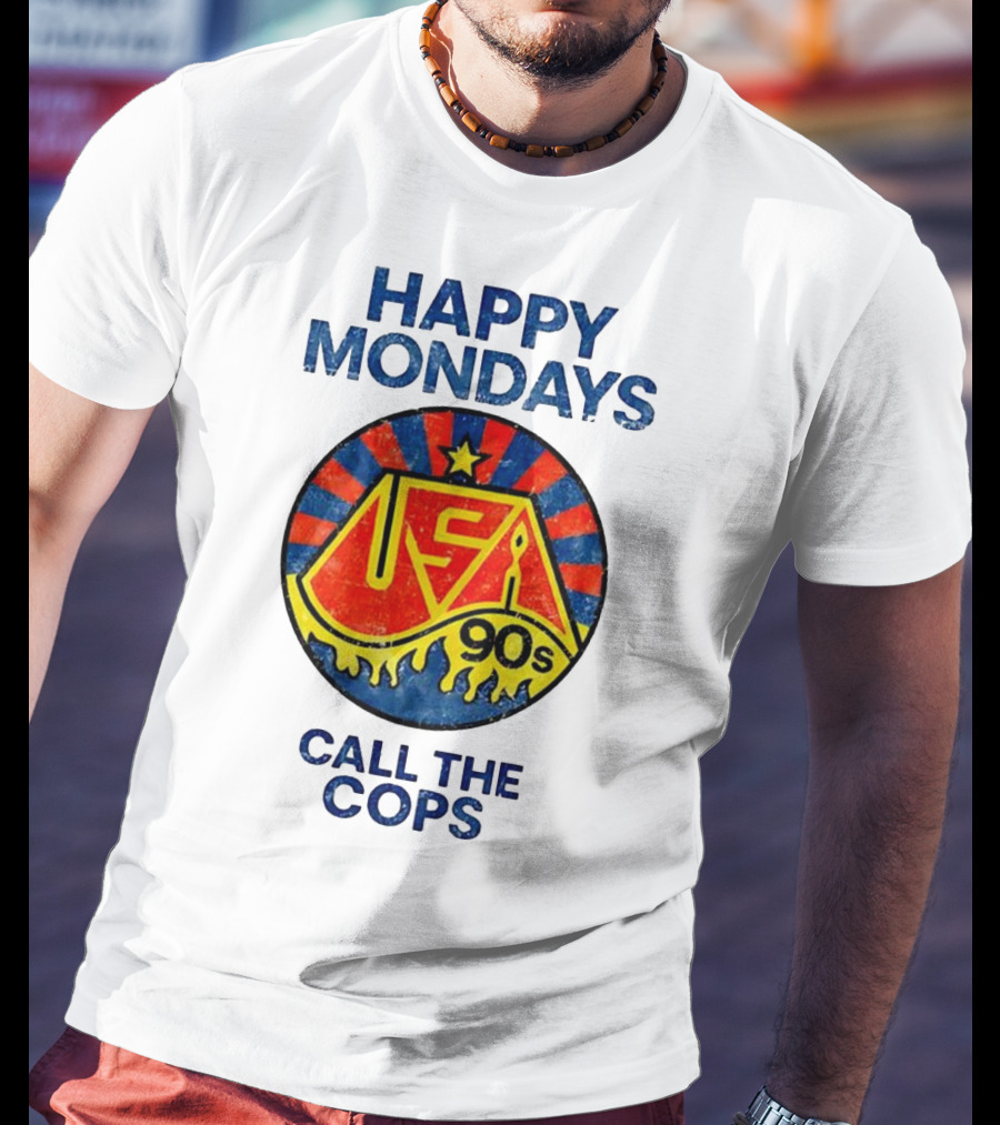 Happy Mondays USA 90s Call The Cops Starburst Retro T-Shirt