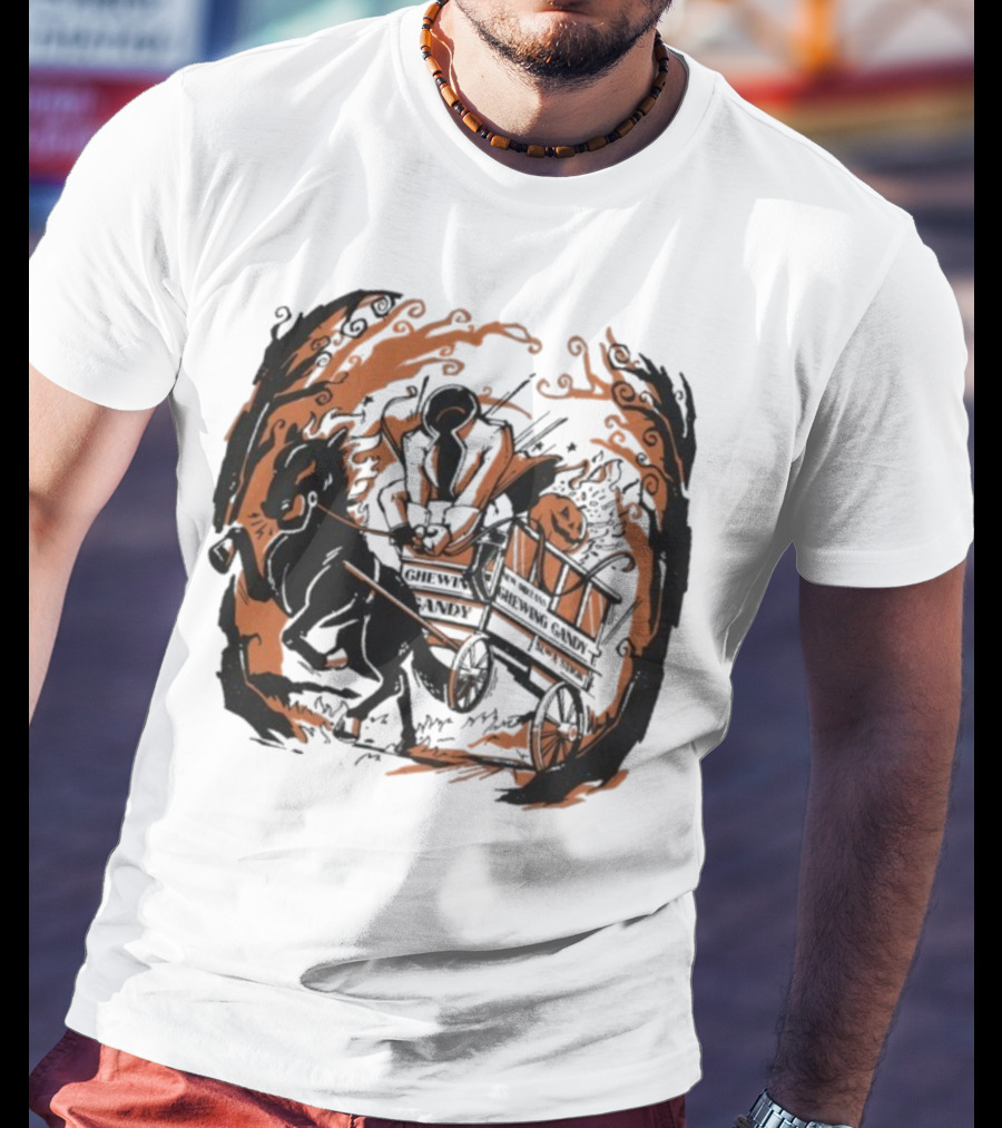 Headless Horseman Pumpkin Carriage Halloween Scene T-Shirt