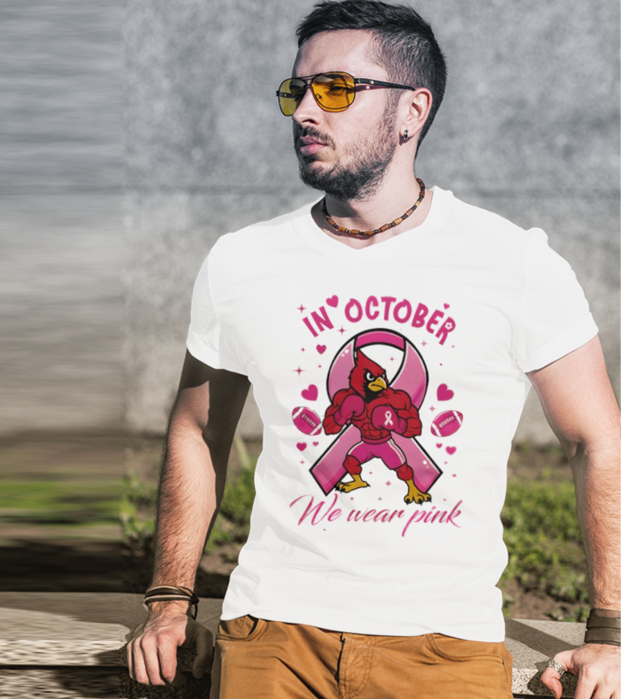 Louisville Cardinals In October We Wear Pink Tackle Cancer T-Shirt