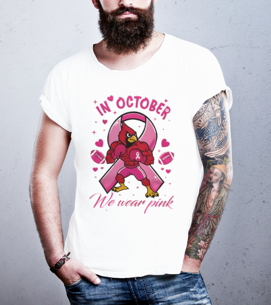 Louisville Cardinals In October We Wear Pink Tackle Cancer T-Shirt