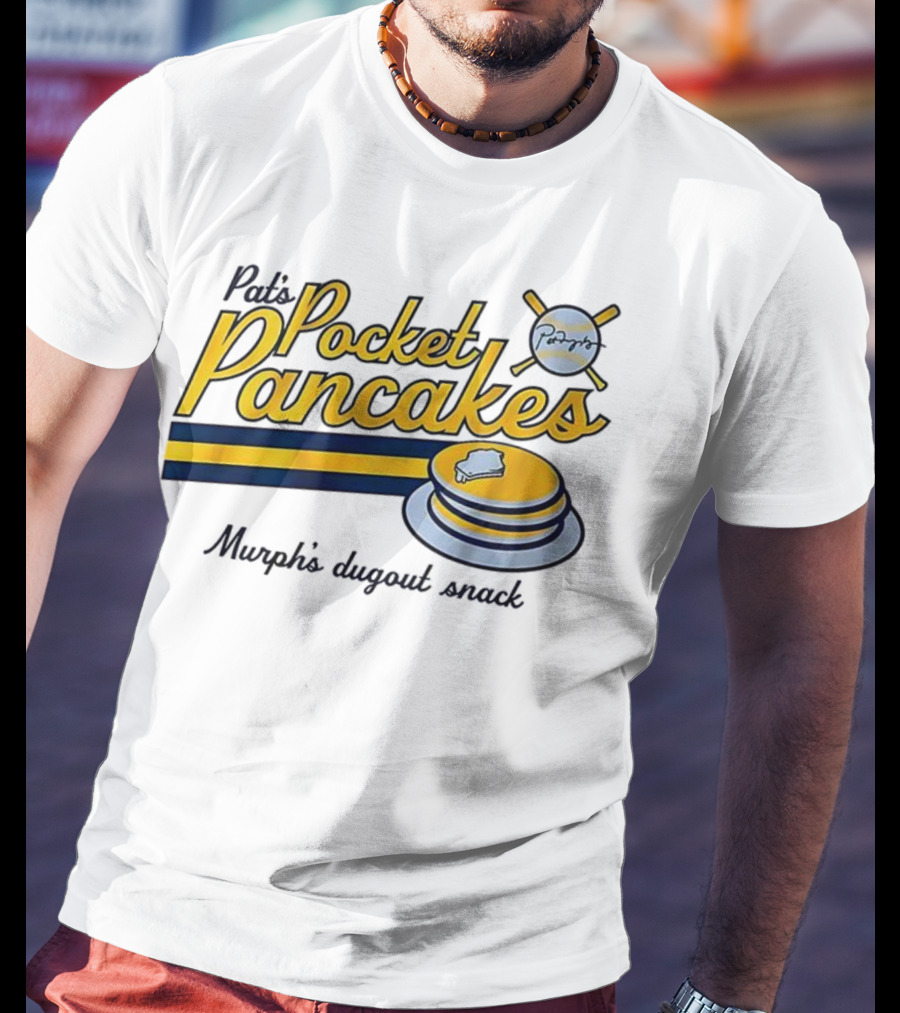Pat’s Pocket Pancakes Murph’s Dugout Snack Pancake Stack Crossed Bats T-Shirt