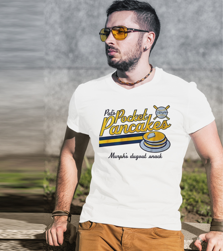 Pat’s Pocket Pancakes Murph’s Dugout Snack Pancake Stack Crossed Bats T-Shirt