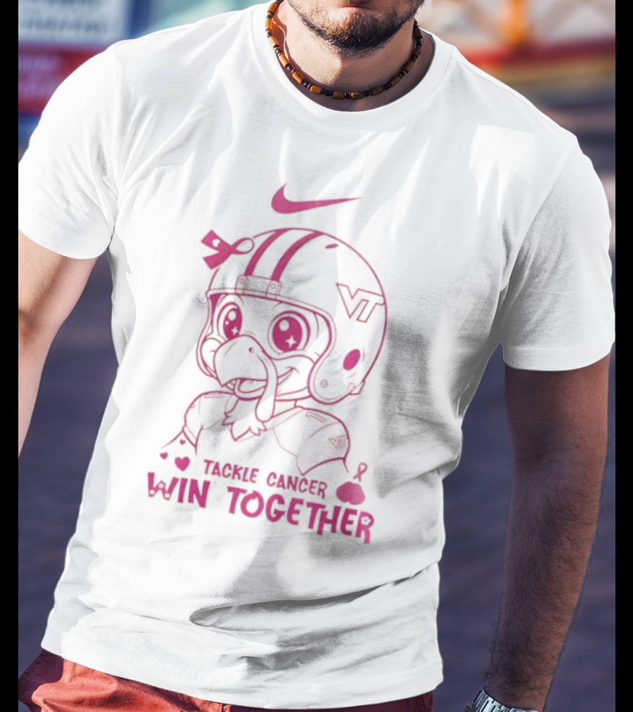 Nike VT Hokies Tackle Cancer Win Together In October We Wear Pink T-Shirt
