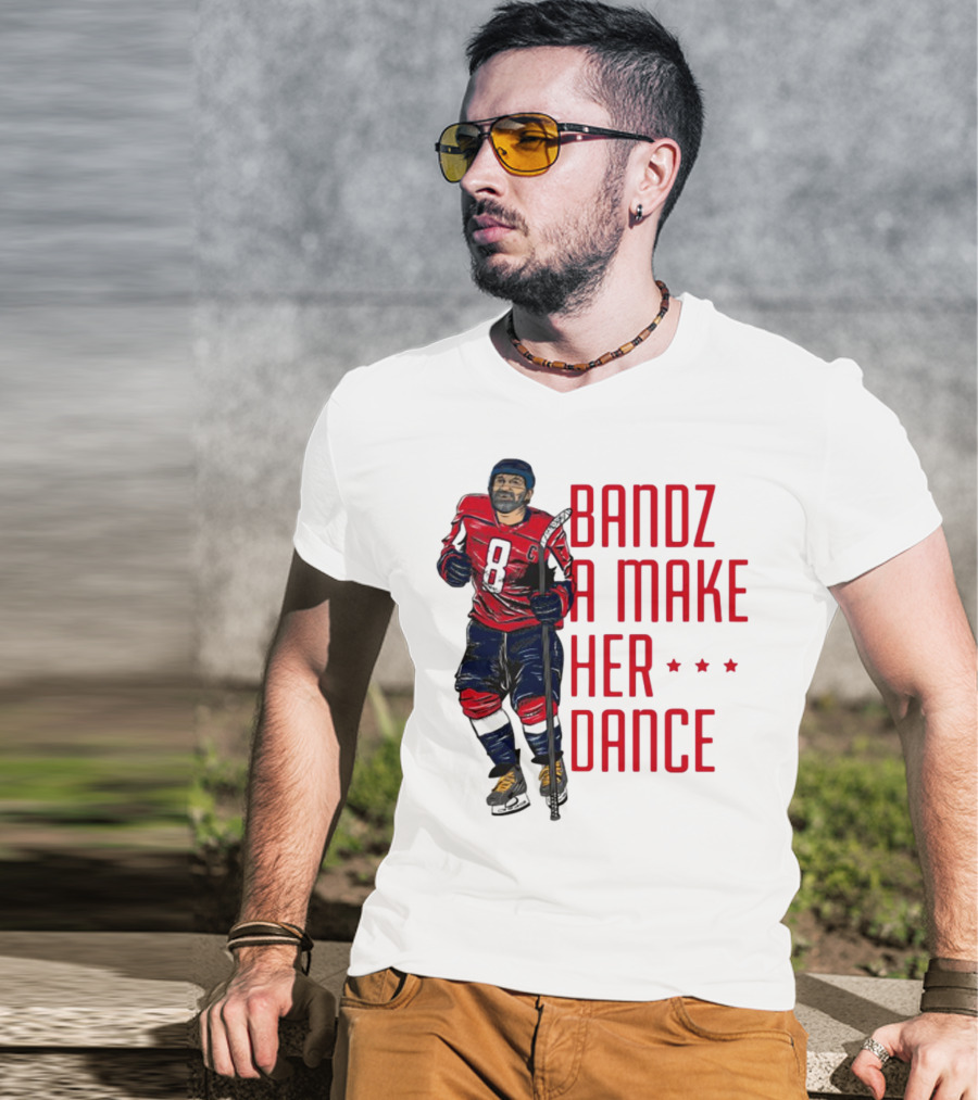 Bandz 8 A Make Her Dance Hockey Player Red Uniform T-Shirt