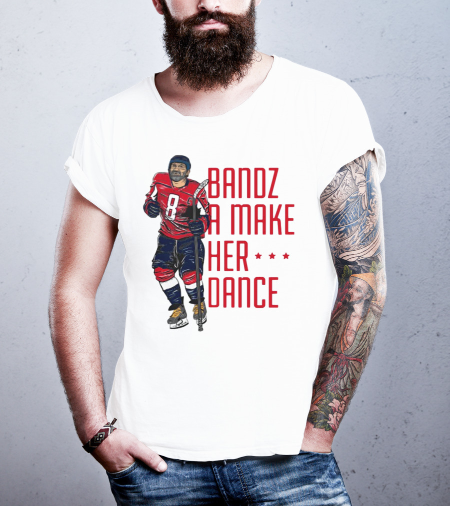 Bandz 8 A Make Her Dance Hockey Player Red Uniform T-Shirt