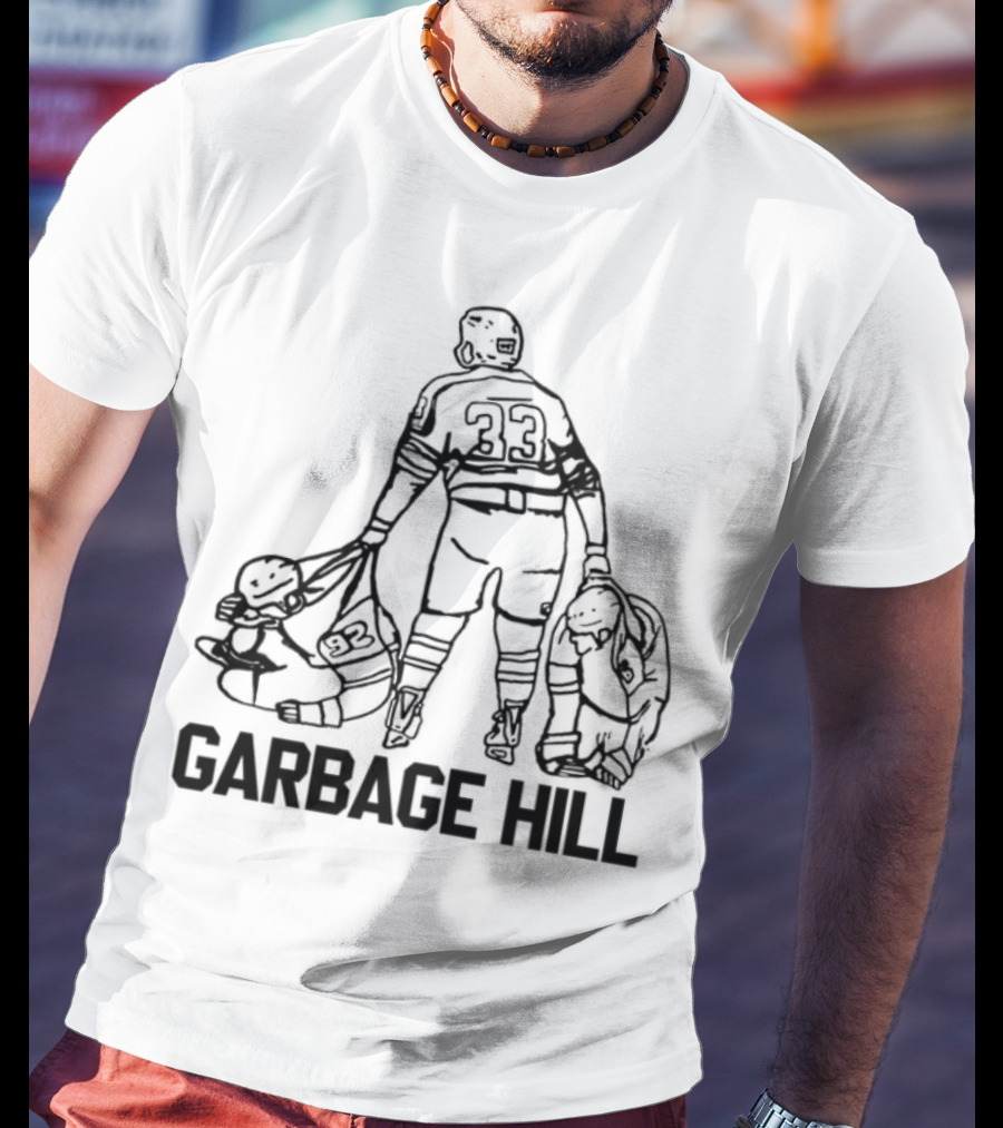 Garbage Hill Hockey Player With Stick And Bag T-Shirt