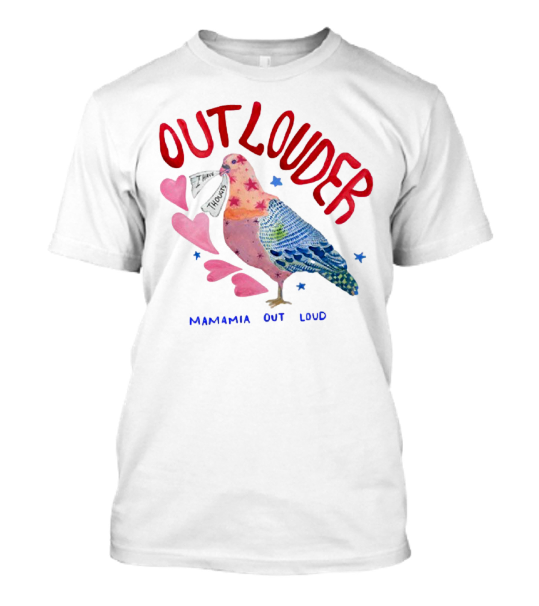Mamamia Out Loud Outlouder Pigeon With Hearts And Stars T-Shirt