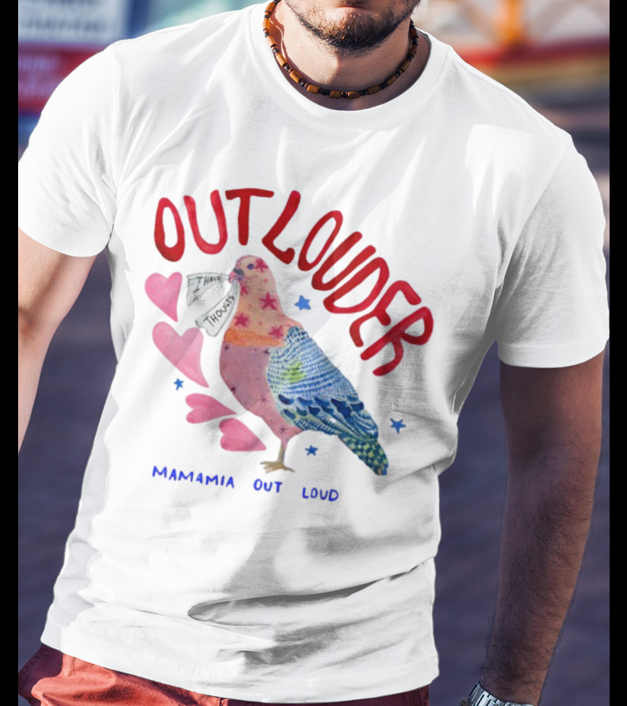 Mamamia Out Loud Outlouder Pigeon With Hearts And Stars T-Shirt