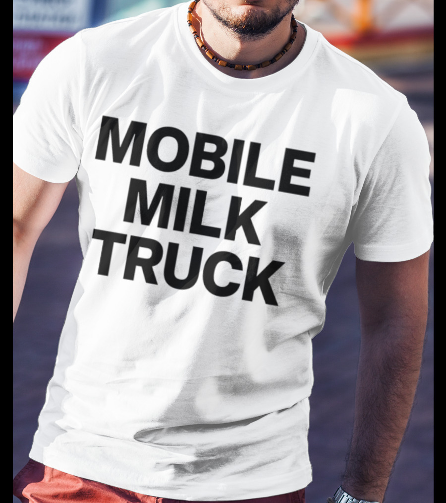 Mobile Milk Truck Dairy Time Bulldog Cartoon T-Shirt