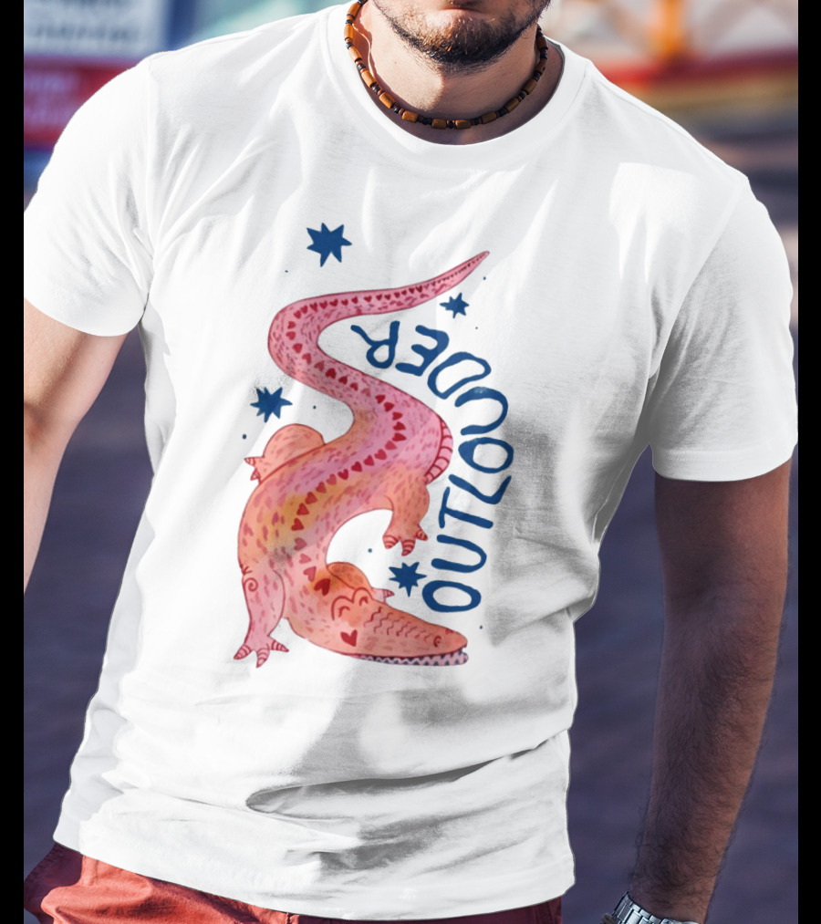 Outlouder Croc Pink Crocodile And Blue Stars T-Shirt