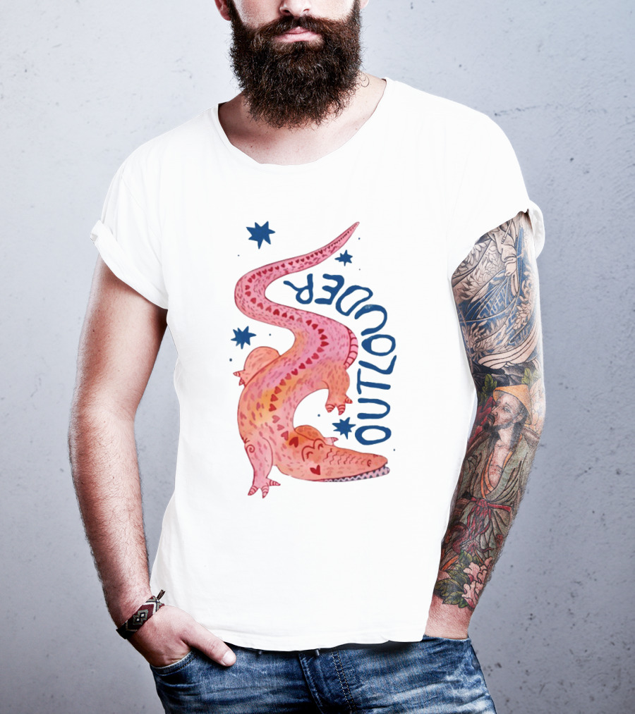 Outlouder Croc Pink Crocodile And Blue Stars T-Shirt